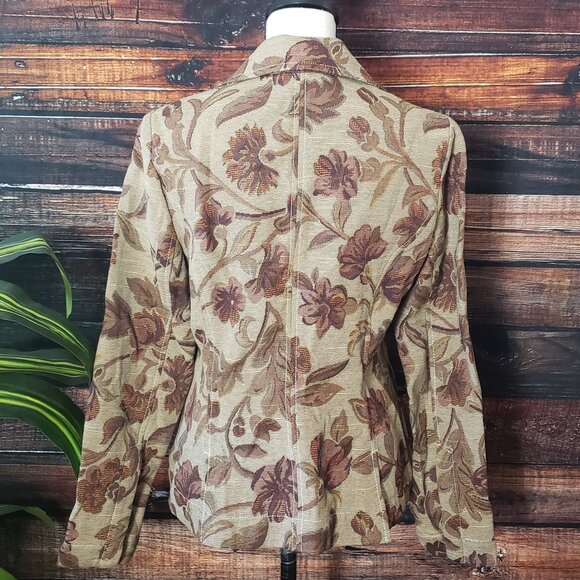 NWOT Havana Jacks Cafe Blazer 10 Tapestry Jacket Beige Floral Vintage Guatemala - Picture 2 of 11